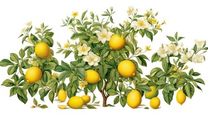 botanical lemon tree illustration