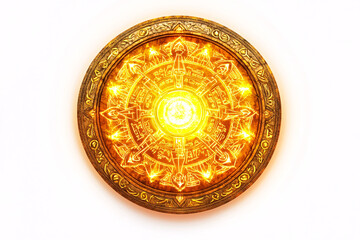 glowing golden circle ancient symbolism magic mystical amulet  abstract background