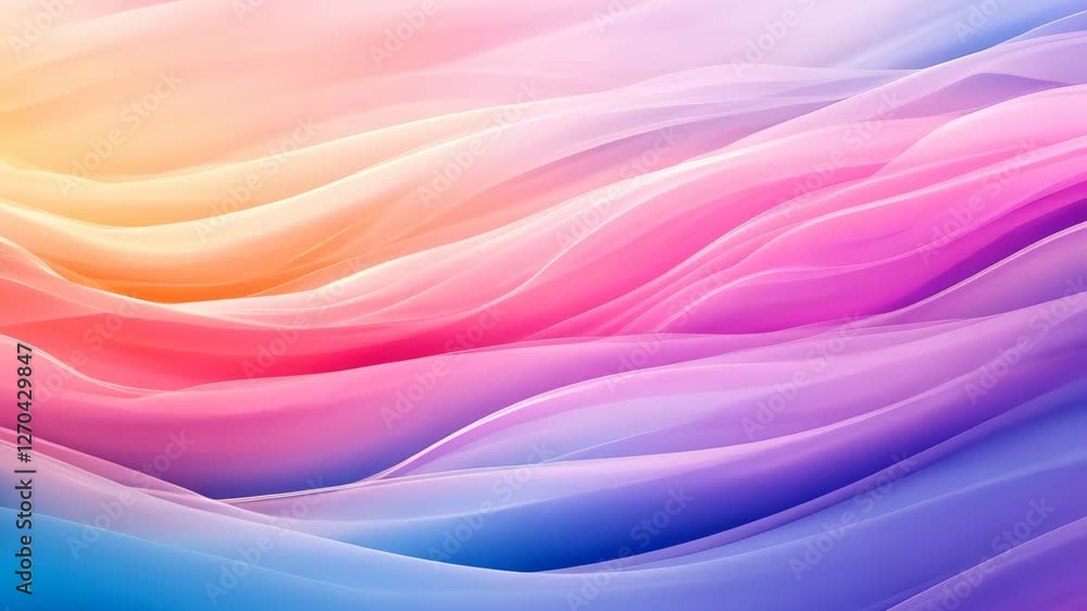 Poster ethereal mist of pastel colors blending softly into each other creating a dreamy abstract wave lands