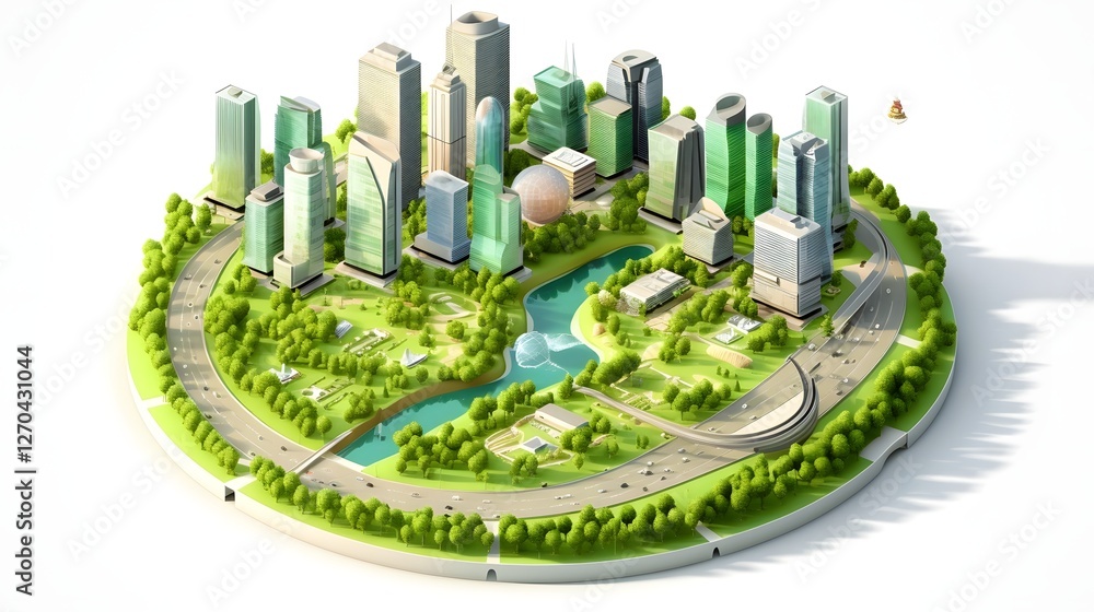 Aufkleber sustainable and smart city development eco friendly urban infrastructure of the future with advanced