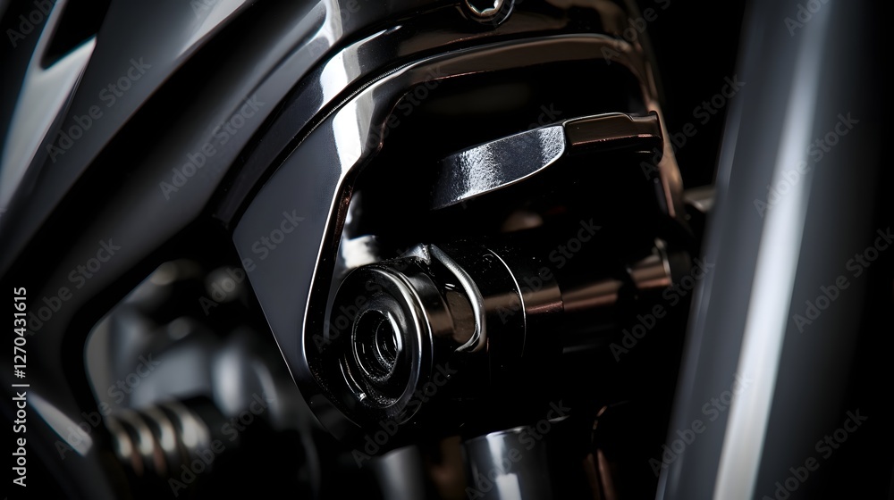 Poster striking macro level photograph showcasing the intricate metallic design and clean lines of a bicycl