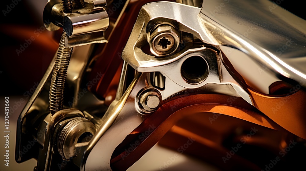 Poster captivating macro shot showcasing the sleek minimalist design and clean lines of a bicycle brake cal
