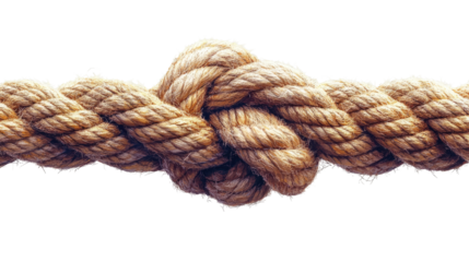 Knot of Unity: A close-up shot of a tightly knotted rope, symbolizing strength, connection, and resilience, highlighting the texture and intricate details.
