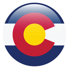 Obraz premium Flag of Colorado. Colorado round flag logo icon computer vector illustration design