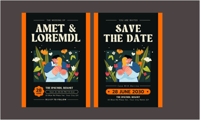 Wedding Invitation Template. Beautiful wedding invitation template. Simple and elegant wedding card template
