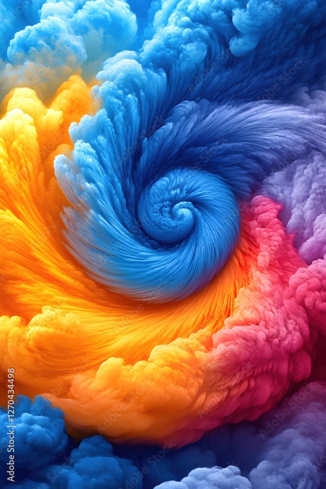 Poster abstract swirl of vibrant colors generative art with dynamic flow and dreamy atmosphere