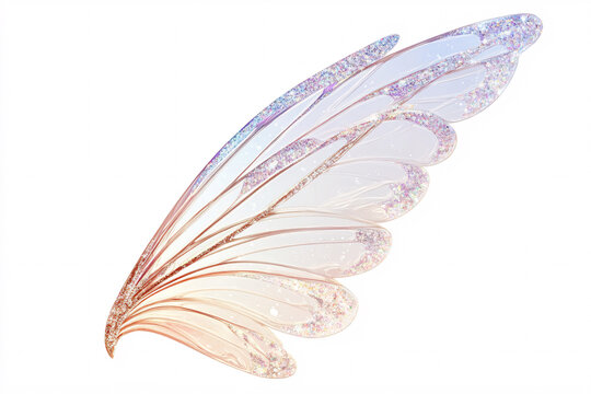 fairy wing with pink and purple glitter isolated on white background