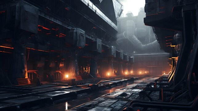Gigantic coal fired power plant with an extensive conveyor belt system transporting massive amounts of coal to the facility s towering furnaces