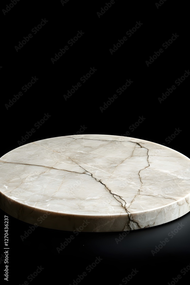 Poster elegant marble display platform on dark background for product showcase and presentation