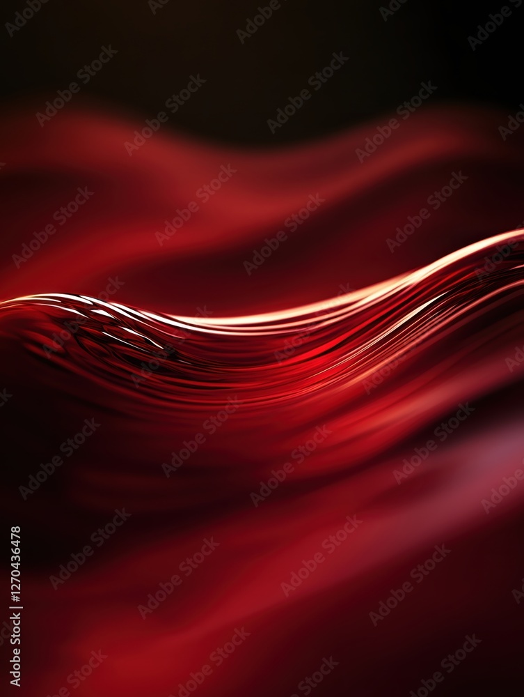 Aufkleber elegant flowing red abstract fabric with subtle light reflections and dark backdrop