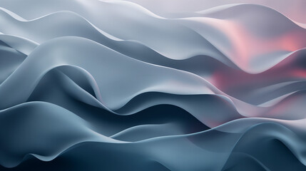 Obraz premium Smooth blue silk fabric with a flowing wave pattern