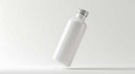 Sleek White Water Bottle: Minimalist Product Photography