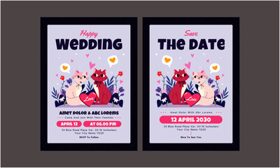 Naklejka premium Wedding Invitation Template. Design illustration for wedding and vip cover template, banner. Luxury wedding invitation card background vector 