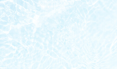 Blue water with ripples on the surface. Defocus blurred transparent blue colored clear calm water surface texture with splashes and bubbles. Water waves with shining pattern texture background.