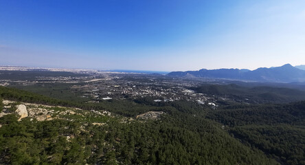 View from the forest area in Antalya's Konyaaltı district, mountain, peak, forest view