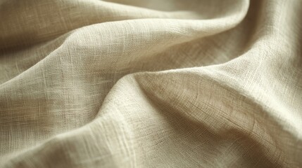 Close-Up of Beige Fabric with Soft Folds and Texture