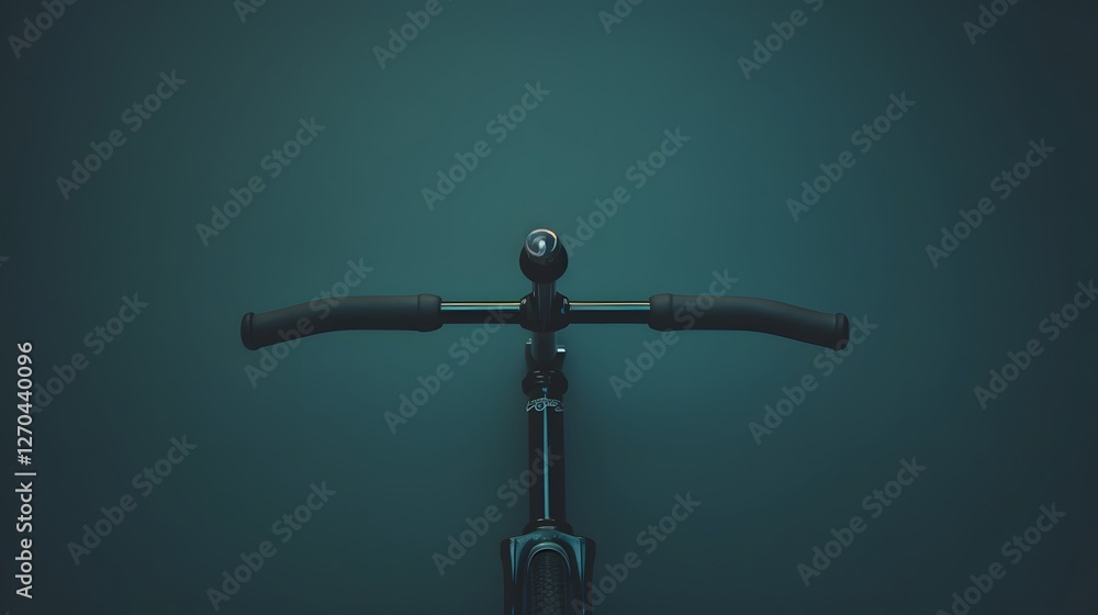 Poster minimalist shot of a fixie bicycle s flat handlebars and front stem in an urban setting showcasing t