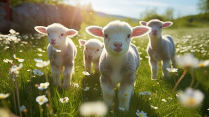 Fototapeta premium lambs farm in spring