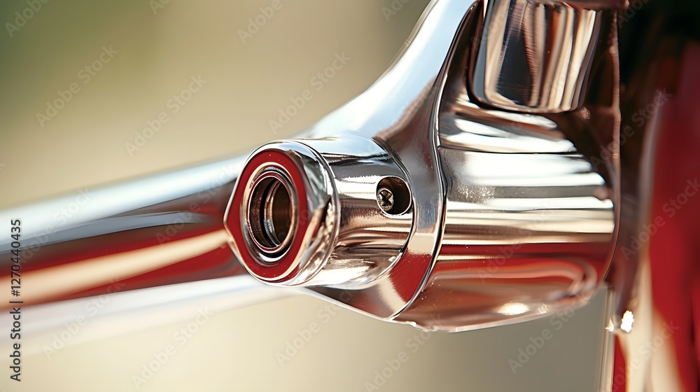 Poster tight close up view of the intricate components and mechanics of a bicycle headset and carbon fork s