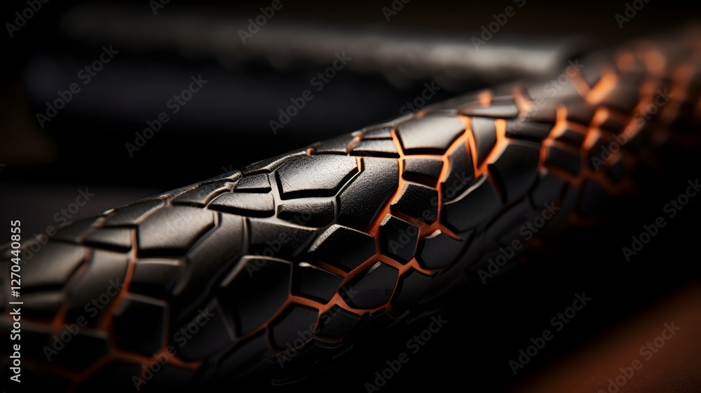Poster macro photograph showcasing the intricate texture and design of a bicycle drop bar wrapped in the ha