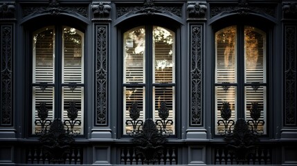 Fototapeta premium shutters black window frame