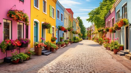 Naklejka premium flowers colorful house
