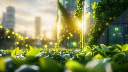Sustainable Businesses A futuristic power plant, a symphony of green, harnesses renewable energy to create a sustainable future, powered by the innovative force of Generative AI, a beacon of hope for