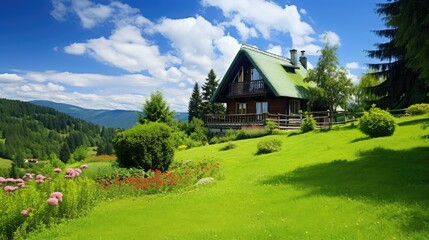 Obraz premium roof green grass house