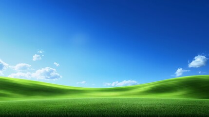 Obraz premium Serene Green Rolling Hills Under a Blue Sky