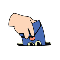 Cute and funny design illustration of a hand inserting an envelope into a hole. suitable for communication themed assets, campaign design, digital products and creative projects!