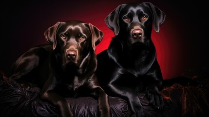 Obraz premium dark dogs black background