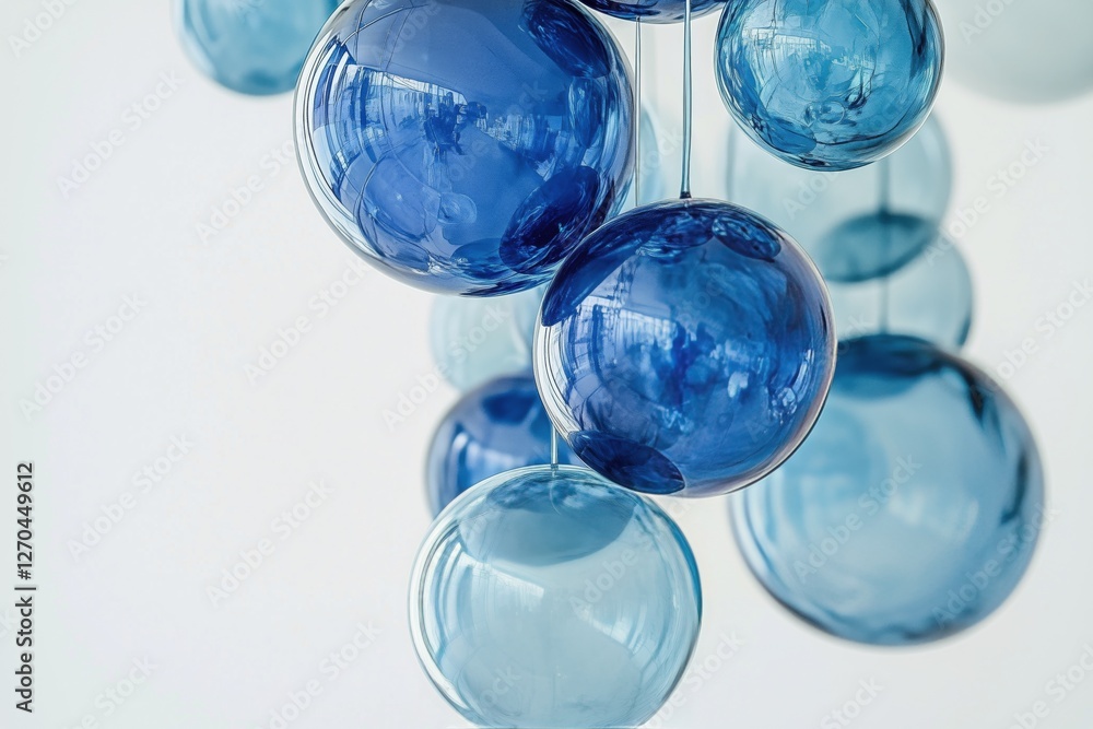 Aufkleber floating bubbles in various sizes create a serene underwater atmosphere with a blue background