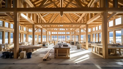 raw unfinished timber frame