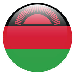 Flag of Malawi. Malawi round flag logo icon computer vector illustration design