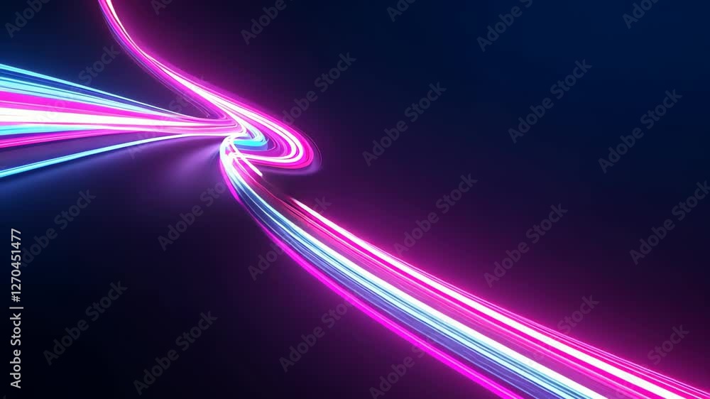 Aufkleber vivid neon light trails in dynamic long exposure capture illuminating dark background with vibrant c