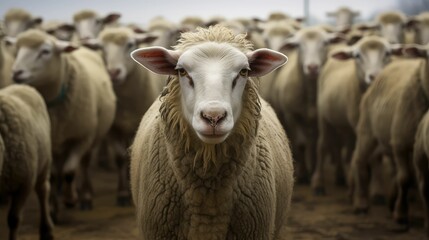 Obraz premium leader herd sheep farm