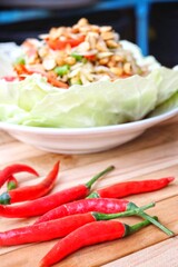 Papaya salad spicy Thai food