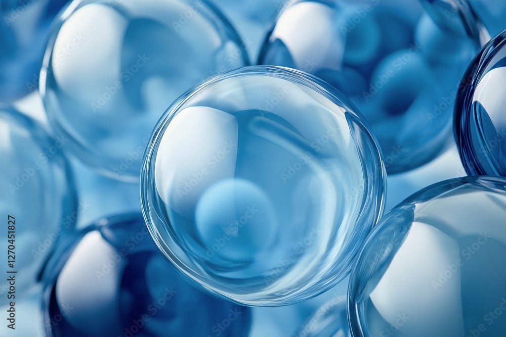 Aufkleber floating bubbles in various sizes create a serene underwater atmosphere with a blue background