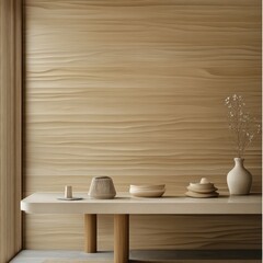 Light wood wall with barely noticeable, smooth ridges