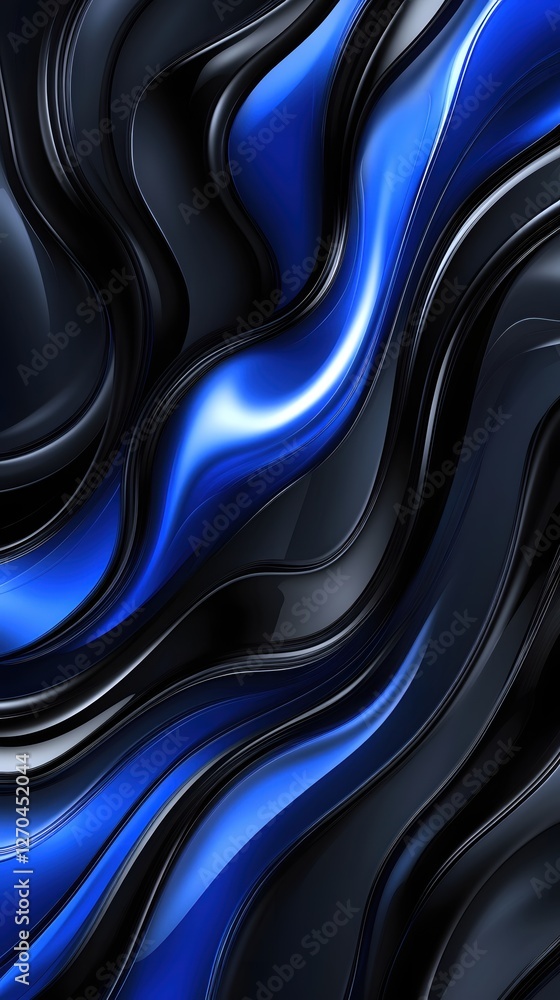 Aufkleber abstract flowing design with dynamic blue and black waves creating a modern aesthetic
