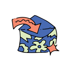 Playful and Whimsical Cute Design Illustration of an Opened Blue Envelope in motion.  Perfect for Communication-themed Assets, Digital Products, and Creative Projects!