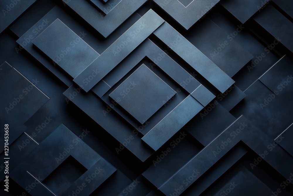 Aufkleber geometric pattern featuring layered dark blue squares and rectangles on a textured surface