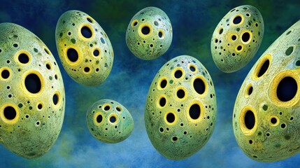 Abstract Green Eggs with Holes: A Digital Art Piece