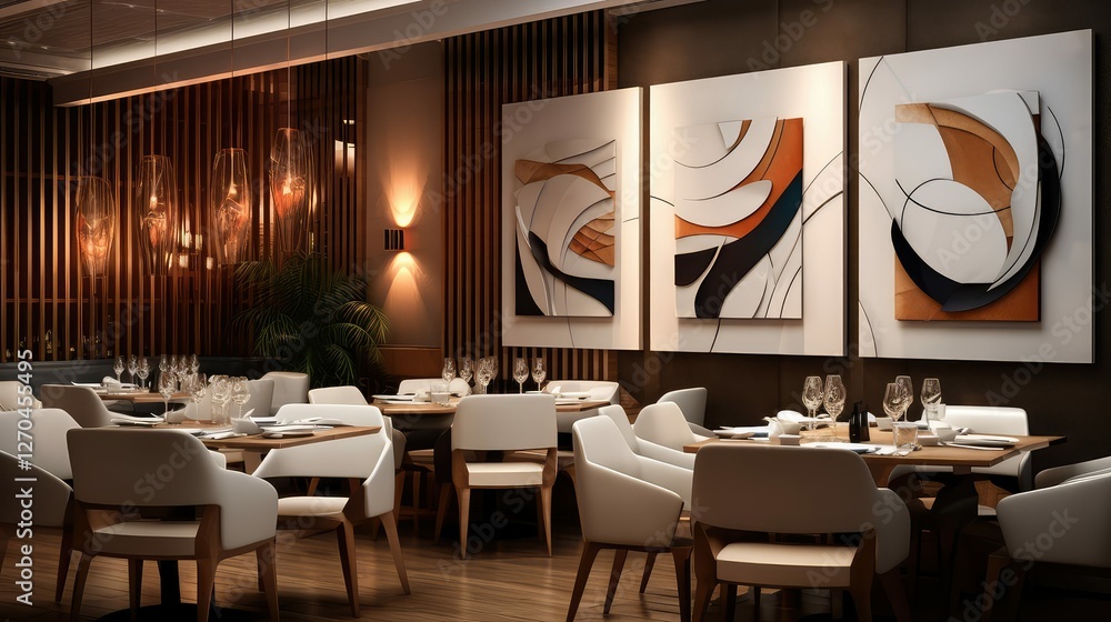 Wall mural abstract restaurant interior