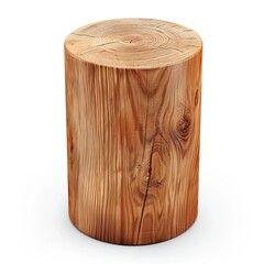 A wooden stool with a natural finish, ideal for seating or decorative purposes. isolated on white background
