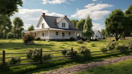 Fototapeta premium greenery house with land