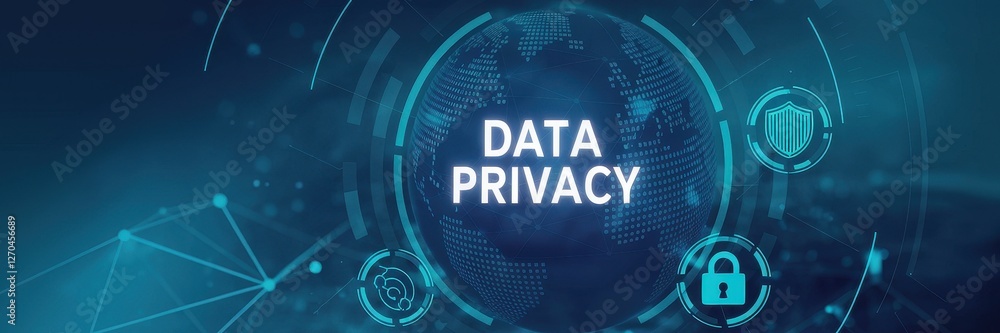 Aufkleber conceptual depiction of data privacy in a technological environment