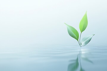 Delicate Green Leaves on Tranquil Water