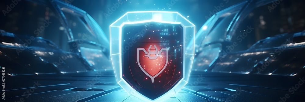 Aufkleber glowing cybersecurity shield safeguarding digital code and systems a futuristic representation of te