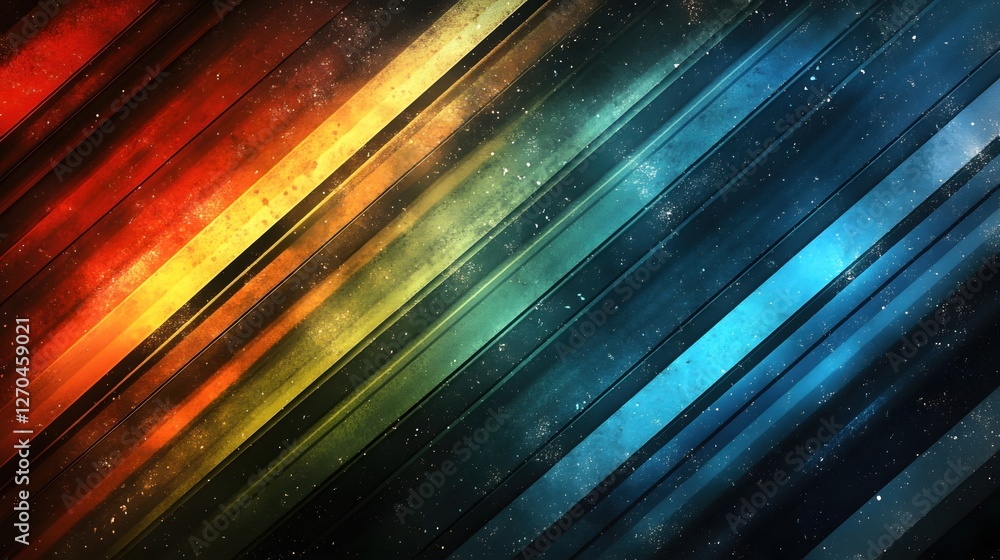 Poster abstract diagonal lines with vibrant color gradient and cosmic dust texture background